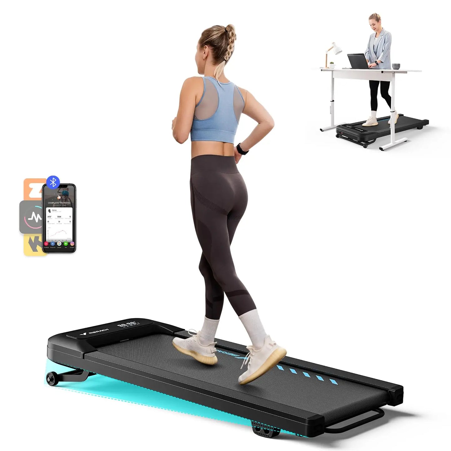 Merach Walking Pad Quiet Under Desk Treadmill LED Display