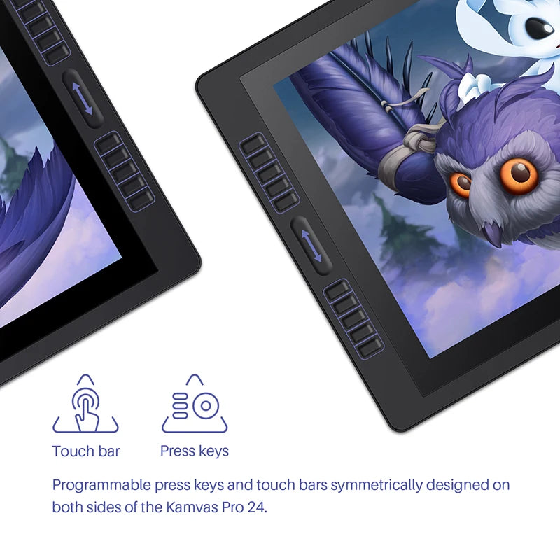 Huion Kamvas Pro 24 Graphic Tablet Monitor 23.8 inch 2K QHD Pen Display 120%s RGB Pen Tablet Monitor Dual Touch Bar 20 Keys