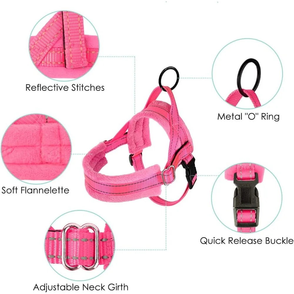 Soft Padded Dog Harness Leash Set Reflective Vest Small Dogs