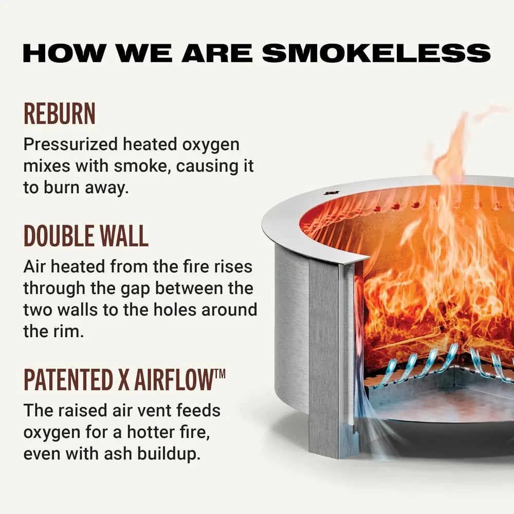 Smokeless FIrePit (X Series 24, Corten Steel) | 27.5 inch Smokeless Fire Pit for Outside | 62 Pounds | Ideal for Families Compa