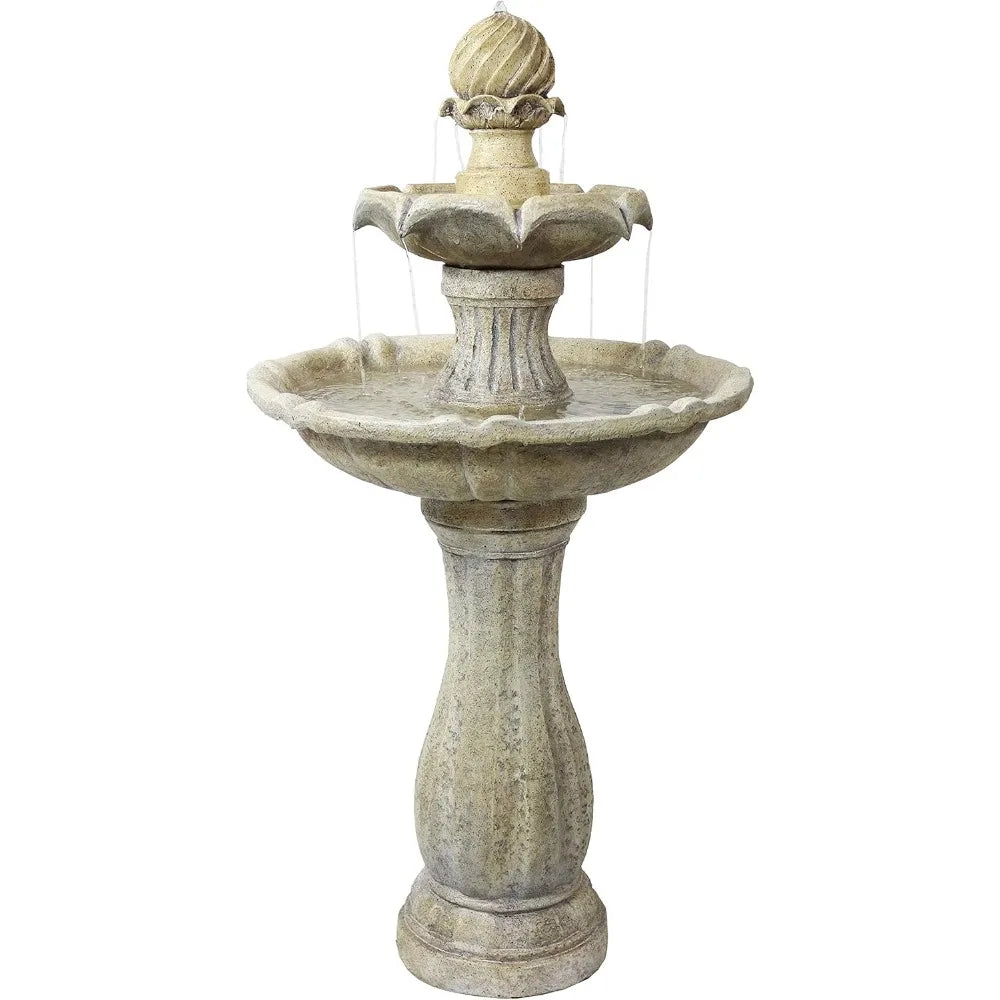 45 Inch 2 Tier Solar Water Fountain With LED Light Outdoor