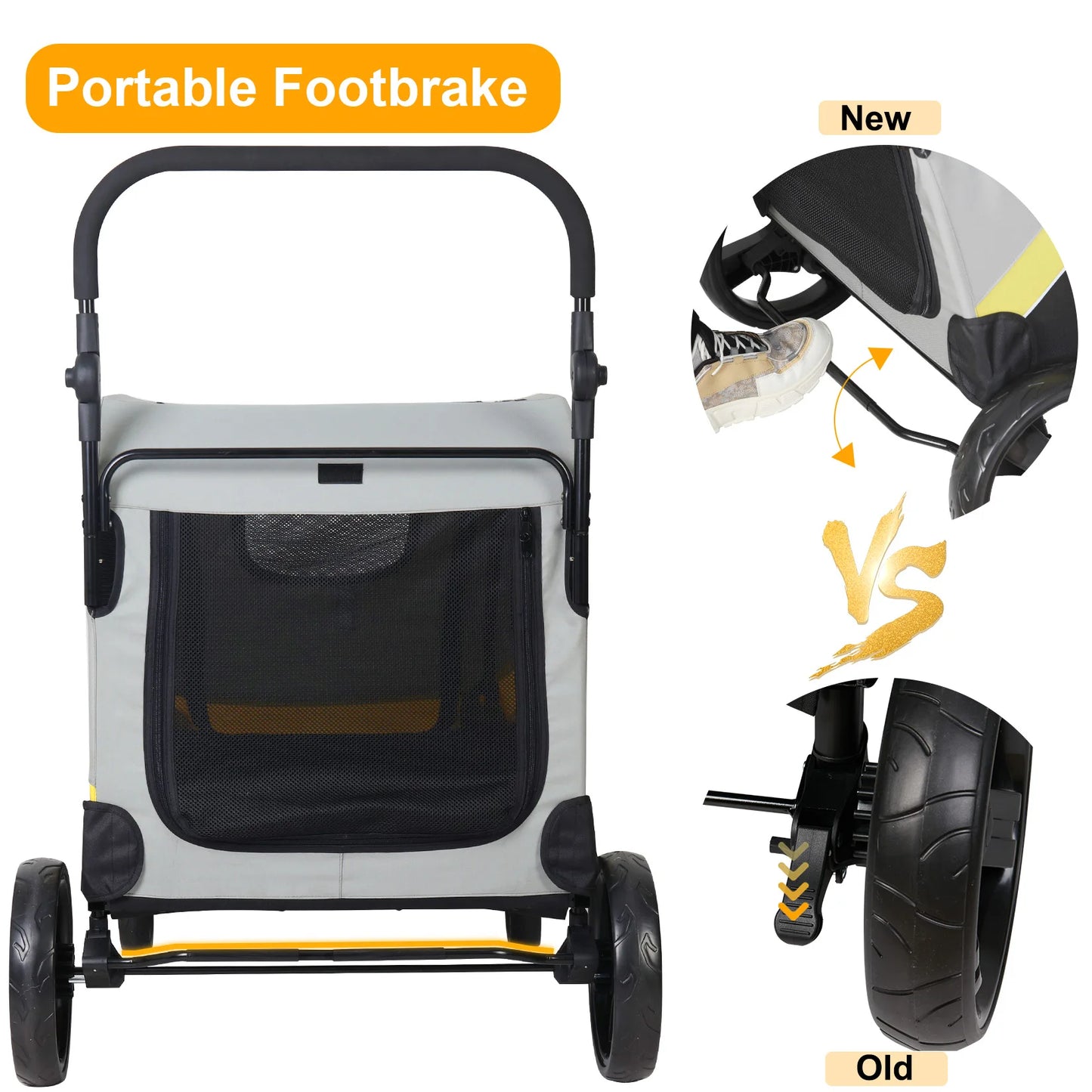Premium Dog Stroller Pram 4 Wheel Foldable Pet Jogger Wagon
