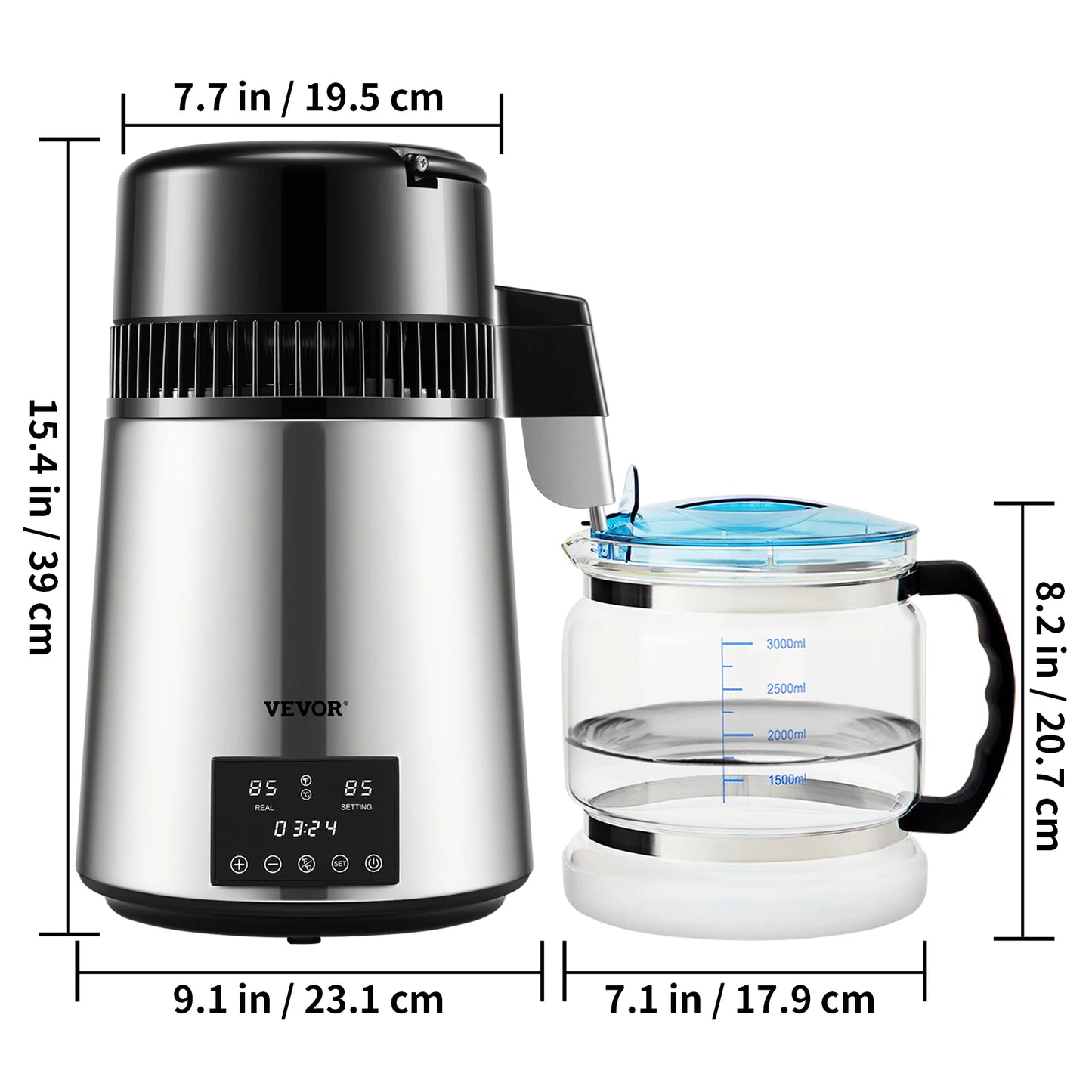 SucceBuy 4L Water Distiller Purifier Dual Temp Display