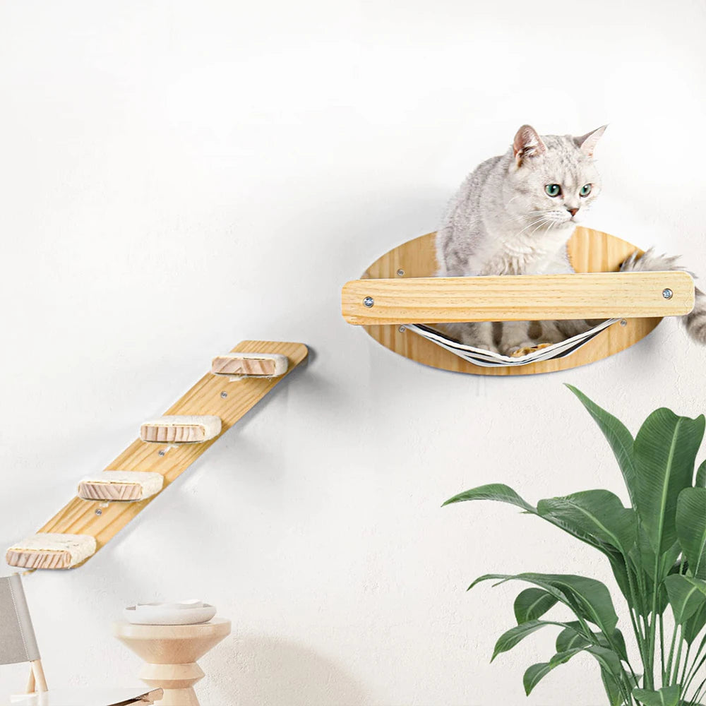 Three Piece Cat Hammock Wall Mounted Scratching Posts Set