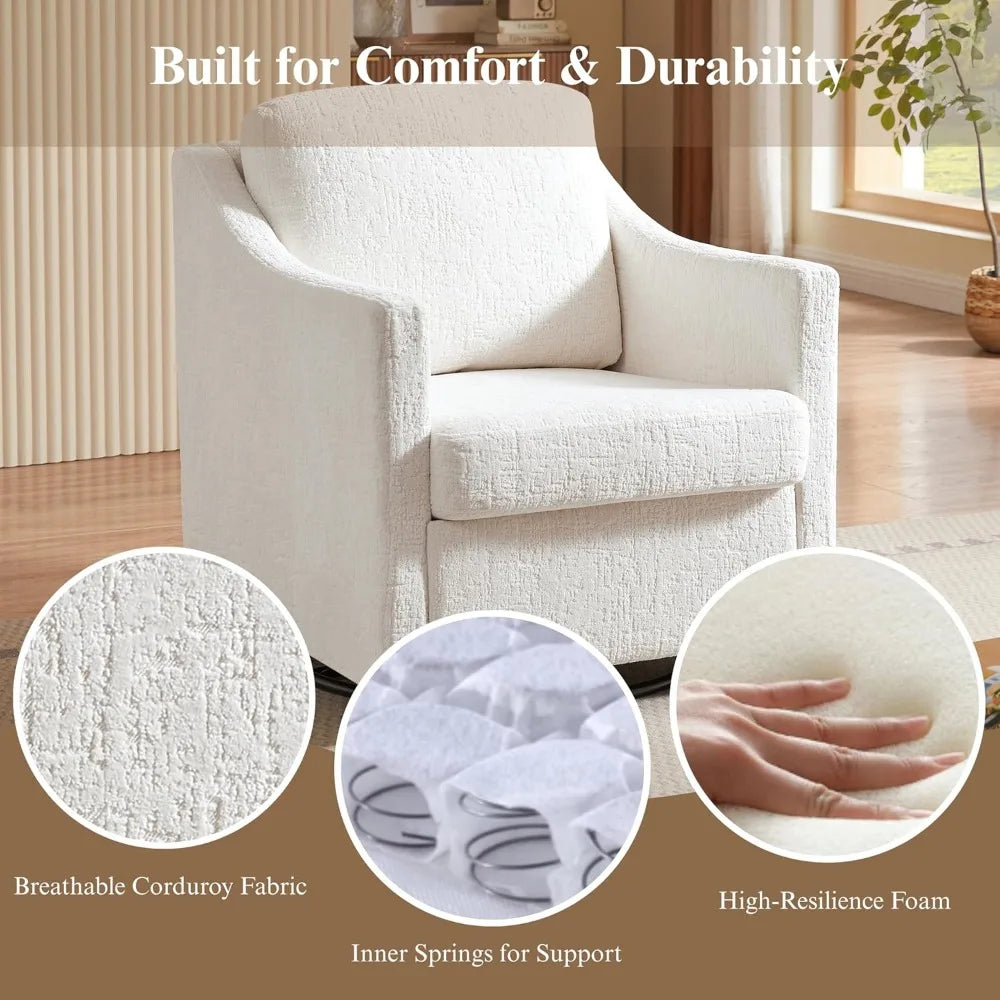 Swivel Accent Chair Sets of 2, 360° Rotation Swivel Barrel Chair for Living Room Comfy Upholstered Armchair for Bedroom, Corner,
