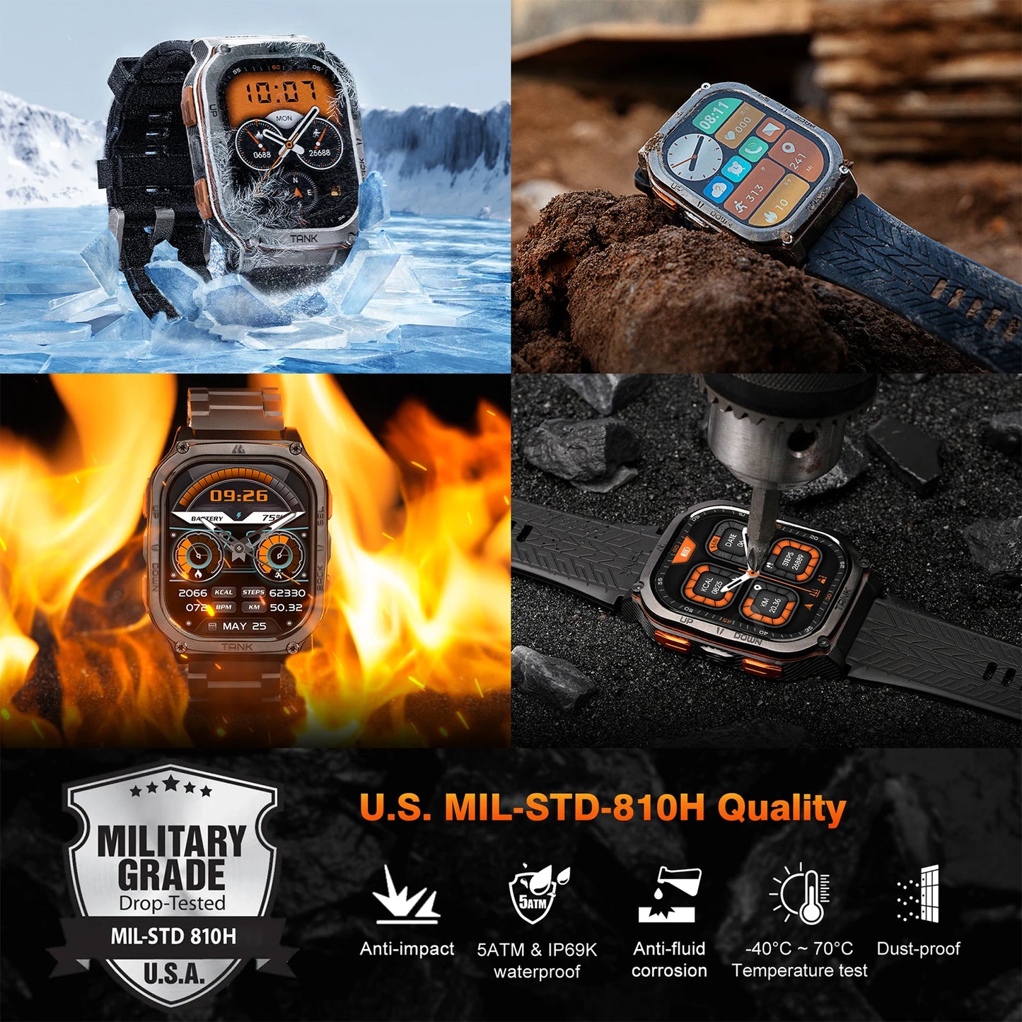 KOSPET Tank M3 Ultra GPS Smartwatch AMOLED AOD Fitness