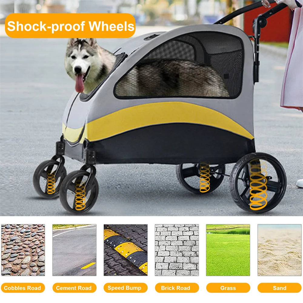 Premium Dog Stroller Pram 4 Wheel Foldable Pet Jogger Wagon