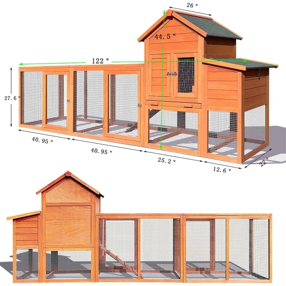 Large 122 Inch Wooden Chicken Coop For Indoor Outdoor Use