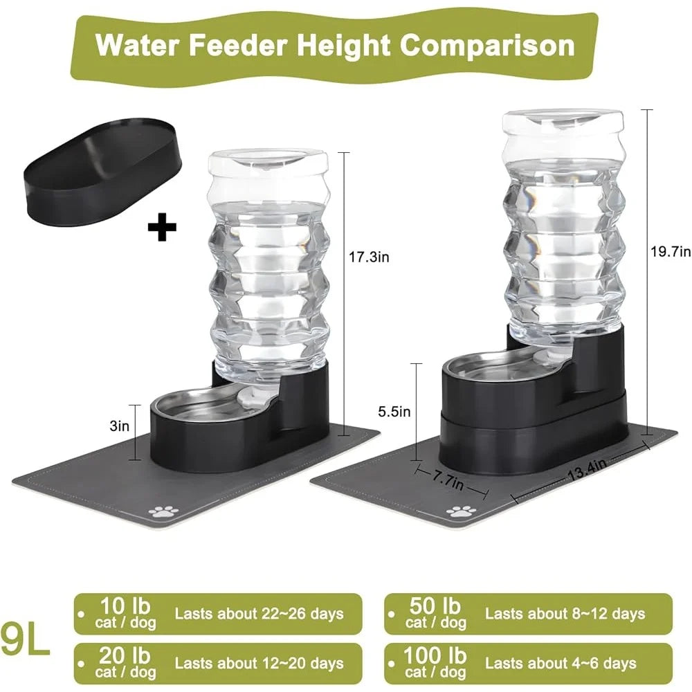9L Raised Cat And Dog Water Fountain Stainless Steel