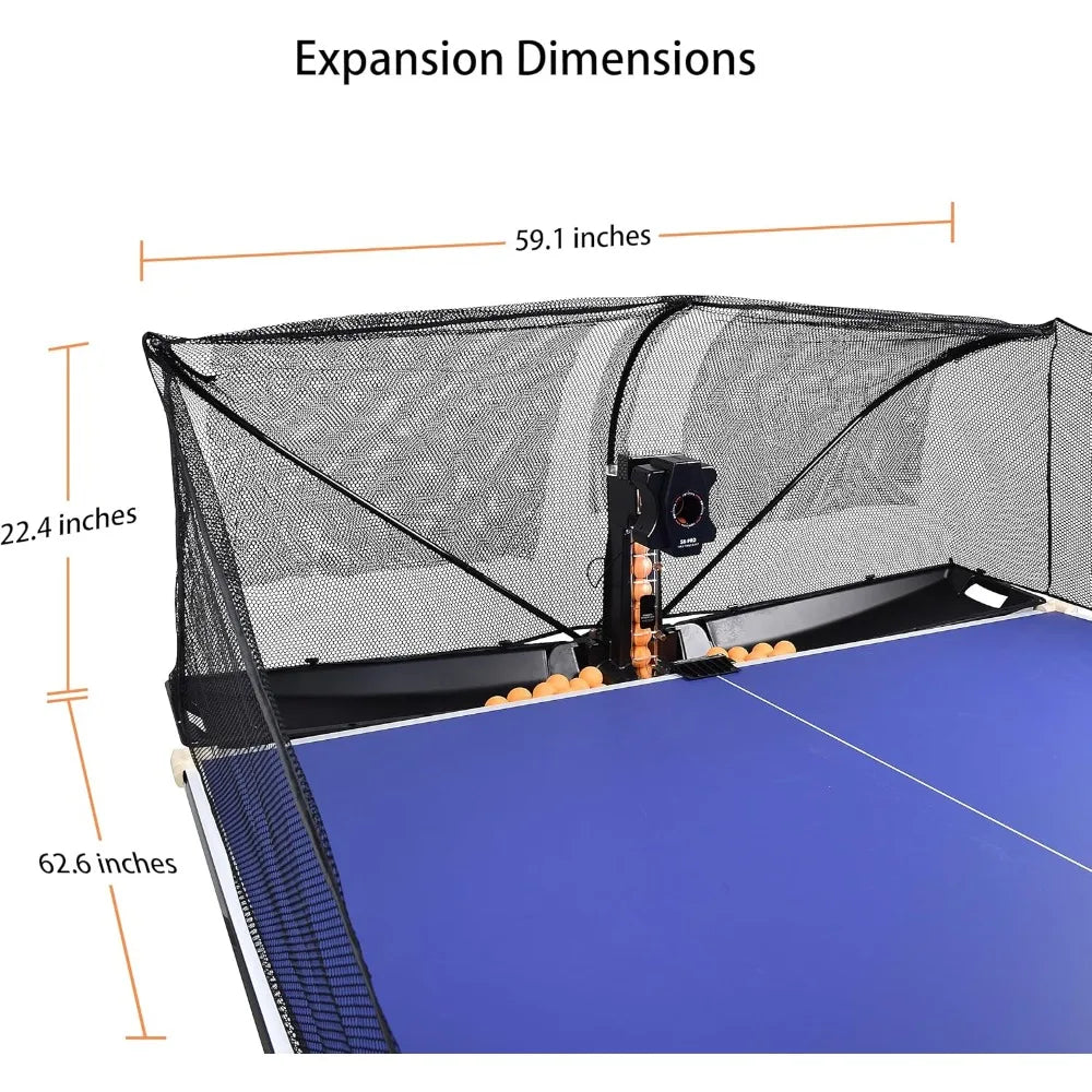 High quality Table Tennis Training Robot with Detachable Net, 100 Balls & Loopable Serve Function for Ping Pong Practice