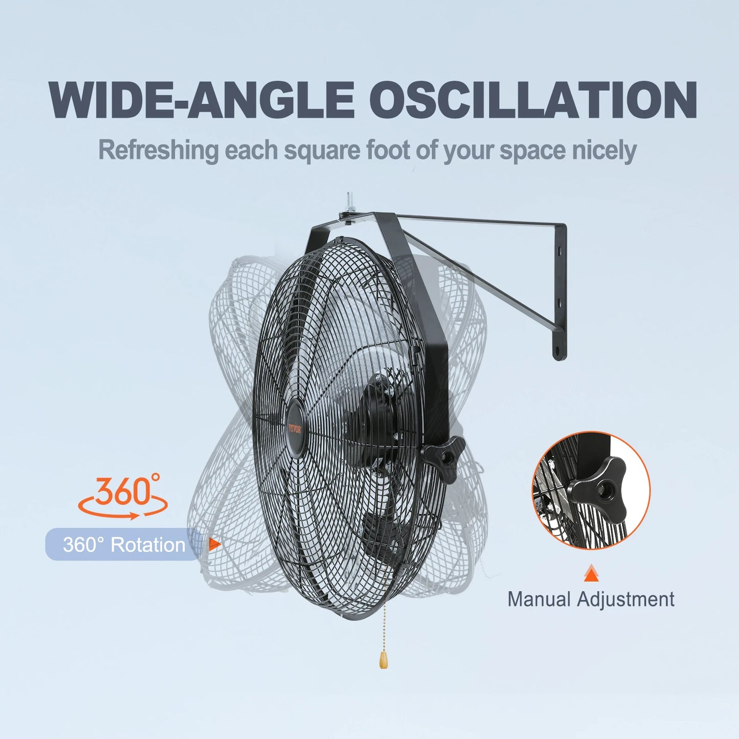SucceBuy Wall Mount Fan High Velocity Waterproof Oscillate