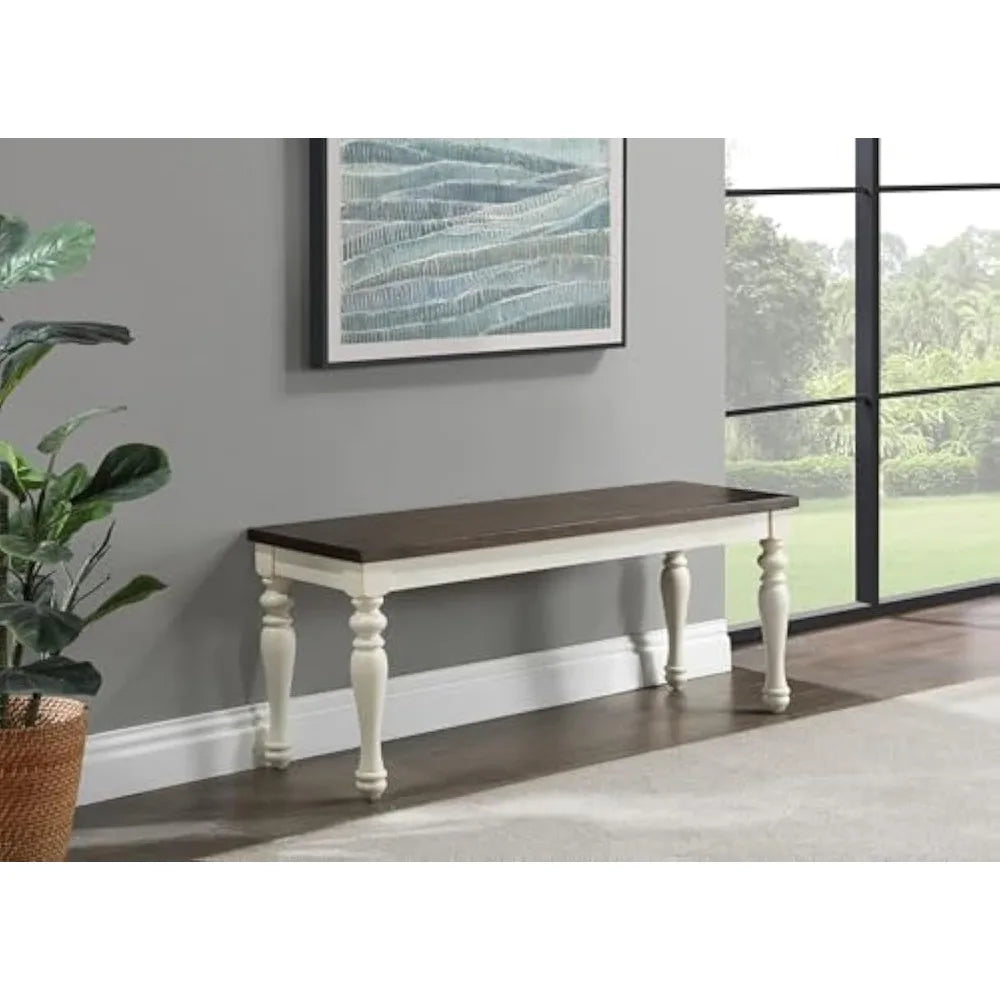 Furniture Joanna 6pc Dining Table Set, 60-Inc 4 Drawer Dining Table, 4 Side Chairs and 44" Bench, Farmhouse Design, Lift Top Be