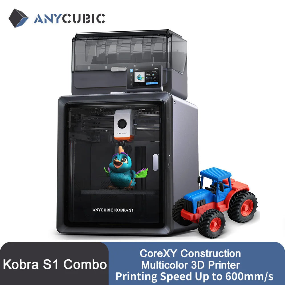 Anycubic Kobra S1 Combo AE Version Multi-Color 3D Printer Max Speed 600mm/s Core XY Stable Structure High Precision 3D Printer