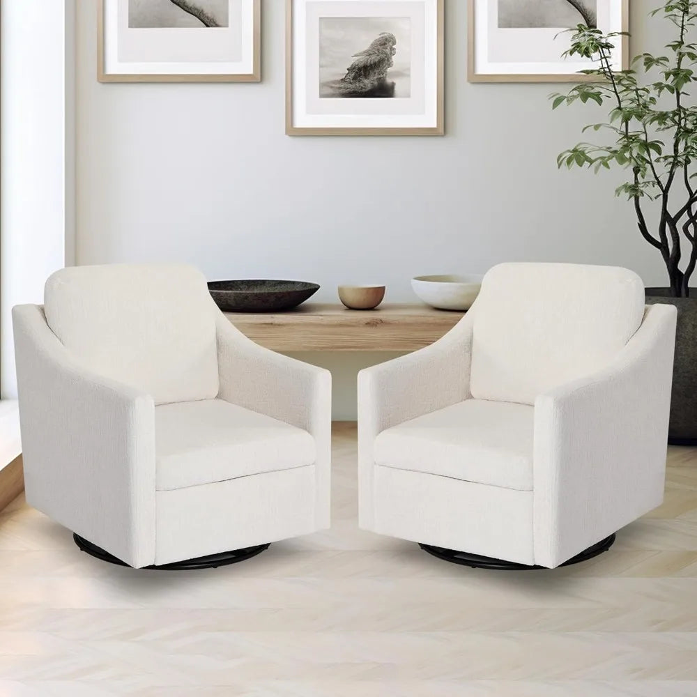 Swivel Accent Chair Sets of 2, 360° Rotation Swivel Barrel Chair for Living Room Comfy Upholstered Armchair for Bedroom, Corner,