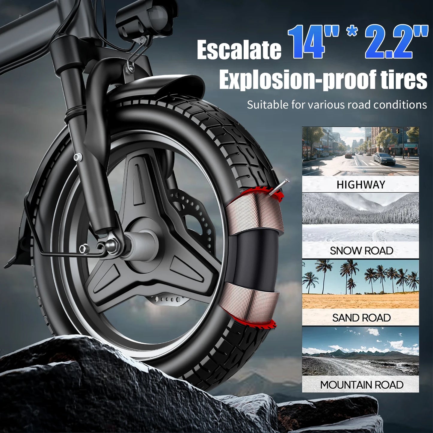 Electric Bike For Adults 48V 15Ah Removable Battery 20MPH
