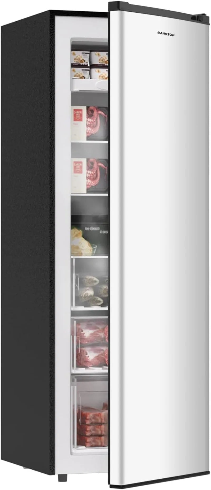 Upright Freezer, 7.0 Cu.ft Stand Up Freezer, Convertible Upright Freezer/Refrigerator, Single Door for Kitchen,Silver