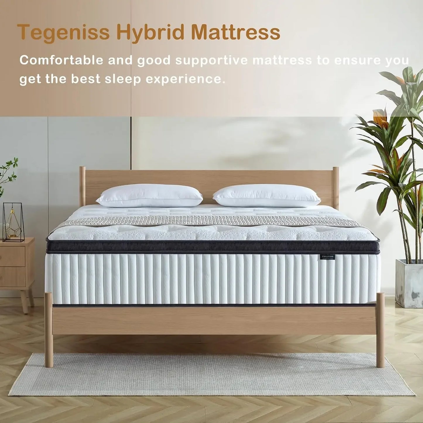King Size Mattress 12 Inch Innerspring Hybrid Mattress in a Box with Gel Memory Foam Individually Wrapped Encased Coil Pocket Sp