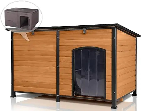 Large Dog House with Insulated Liner for Outdoor - Waterproof Outside Dog Kennel for Small, Medium, and Large Dog with All-Aroun