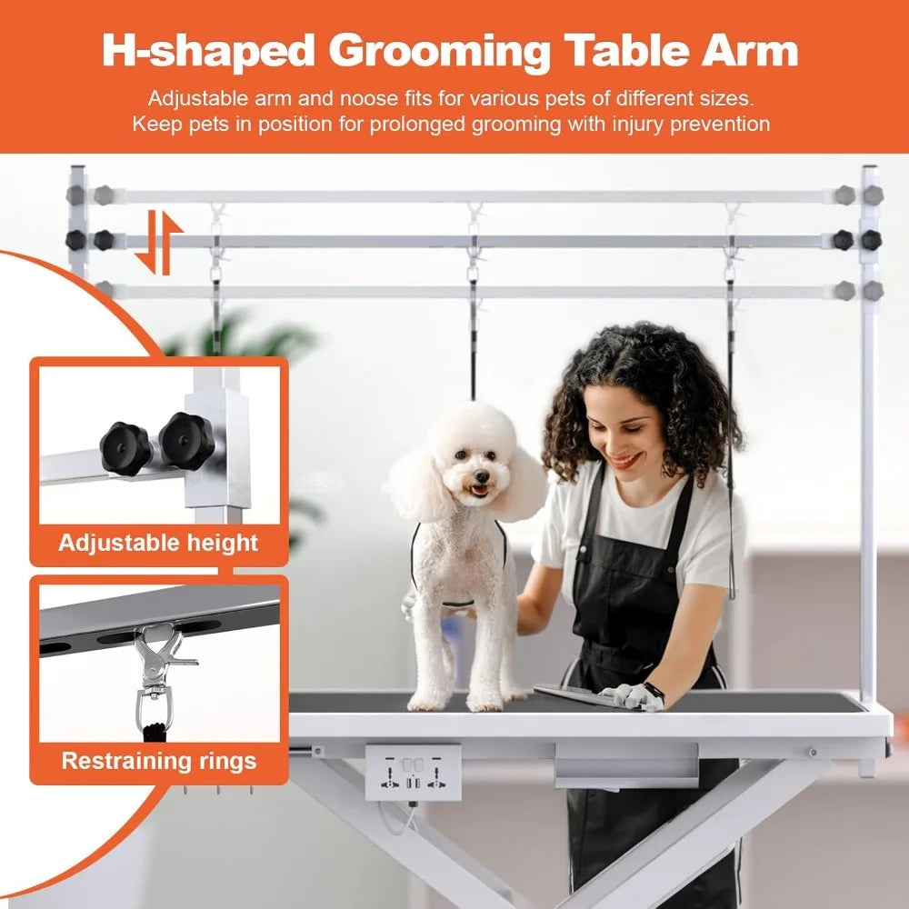 49 Inch Electric Dog Grooming Table Heavy Duty Organizer