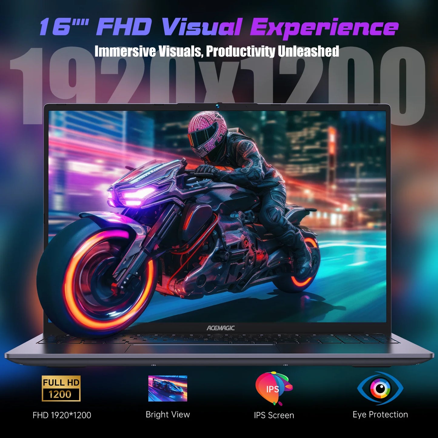 ACEMAGIC RX16 AMD Ryzen 7 6800H 16" Ultra Slim 4400MAH Laptop 16GB LPDDR5 Ram 512GB Rom Windows 11Pro BT5.2 Wifi 6 Notebook
