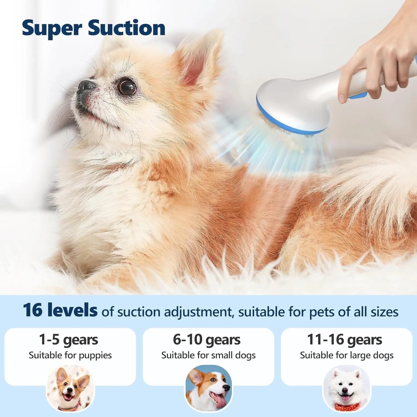 5 In 1 Pet Grooming Vacuum Kit With 2 L Dust Cup For Pets