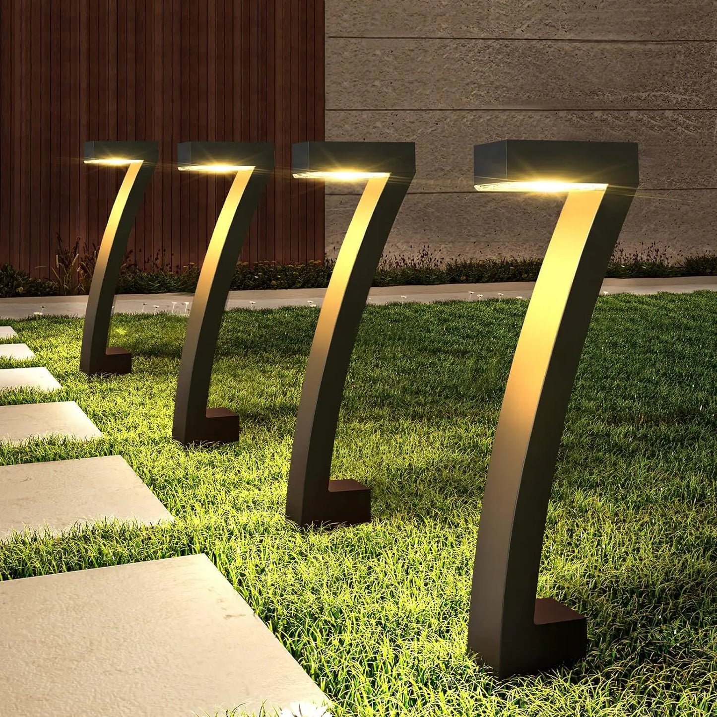 Six Pack Bright Solar Outdoor Pathway Lights Auto On Off