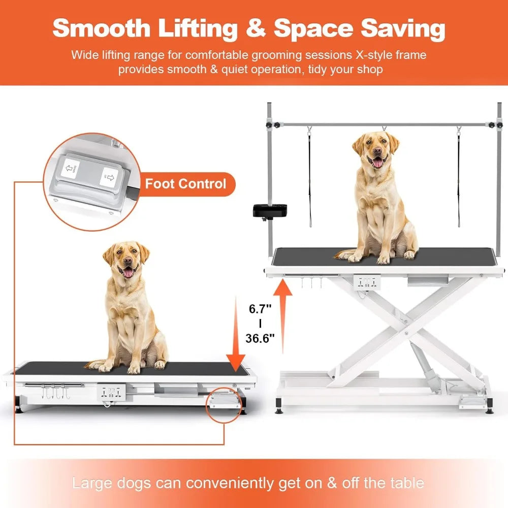 49 Inch Electric Dog Grooming Table Heavy Duty Organizer