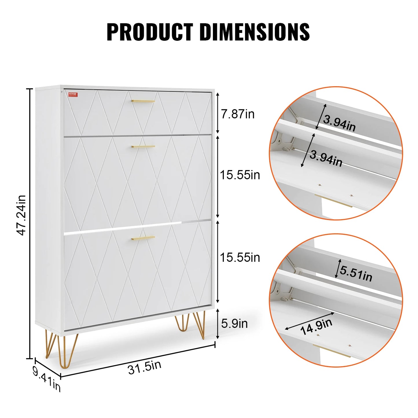 SucceBuy Shoe Cabinet w/ 2/3 Flip Drawers Shoe Storage Cabinet for Entryway Free Standing Shoe Storage Organizer for Heels Boots