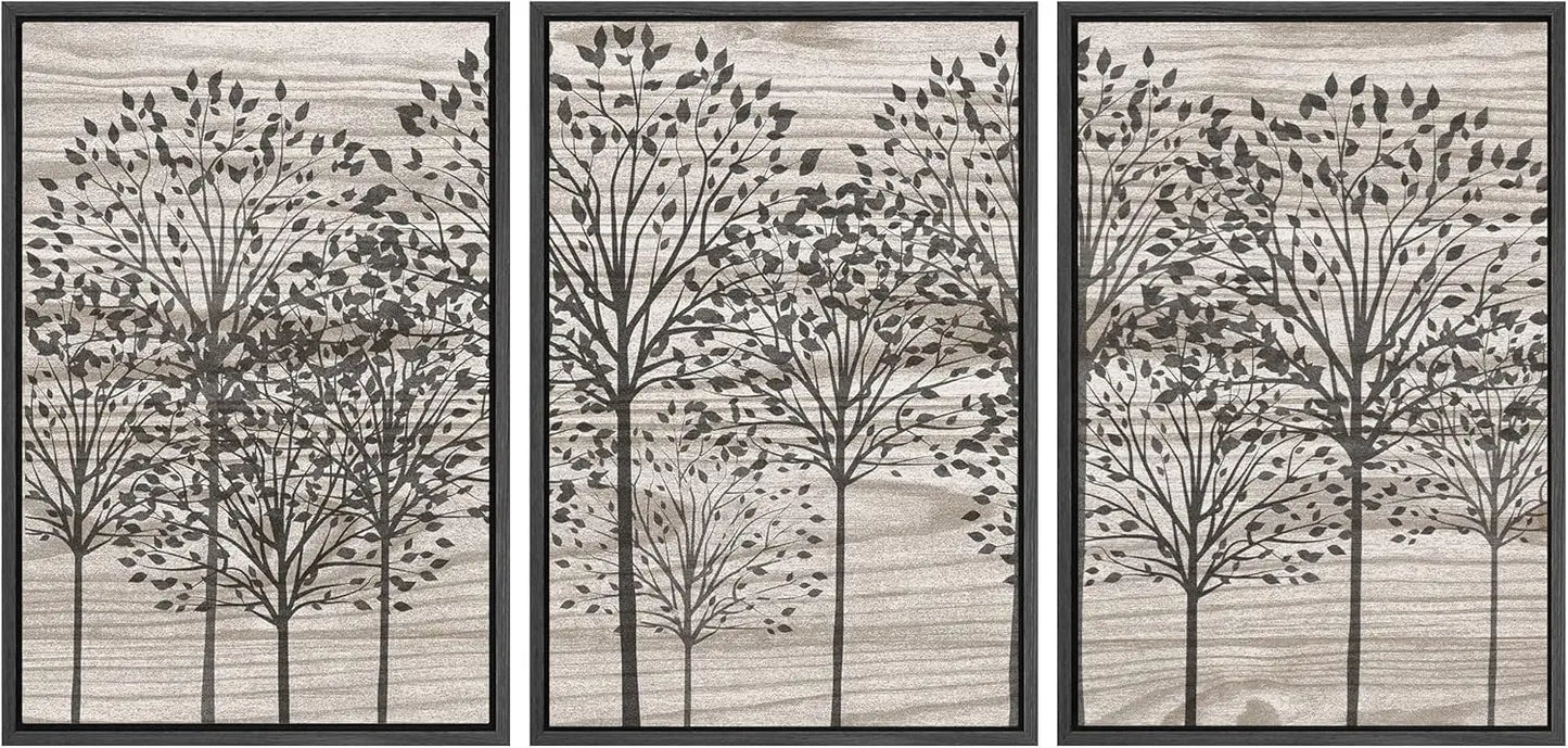 Retro Oak Tree Rings Canvas Wall Art Set - Nature Inspired Modern Decorative Prints