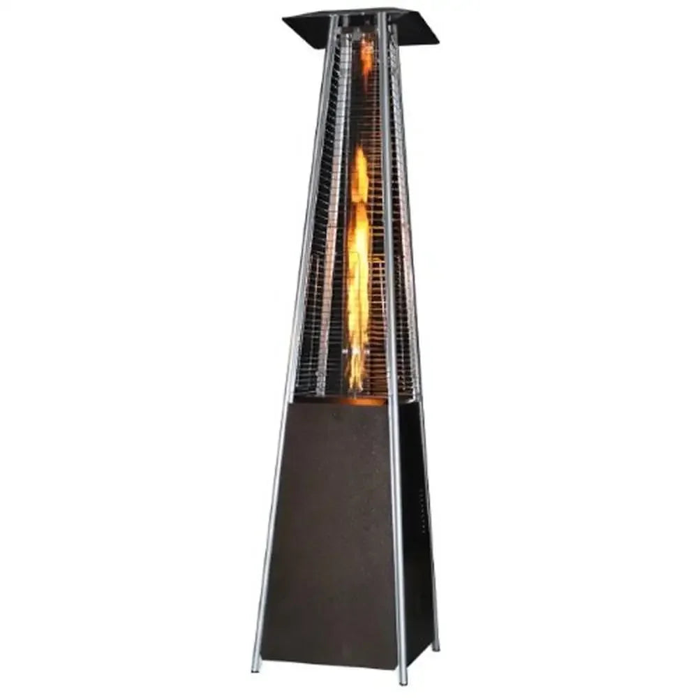 Contemporary Square Design Portable Propane Patio Heater 40000 BTU Golden Hammered Finish Wheels Included 89" Tall Safety
