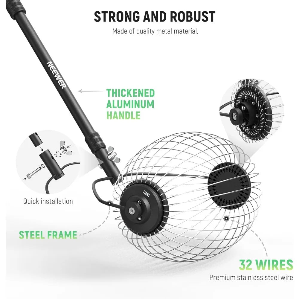 High quality Tennis Ball Collector, 30-58"/77-148cm Telescopic Rolling Ball Retriever Picker Upper Hopper Roller Basket Holder
