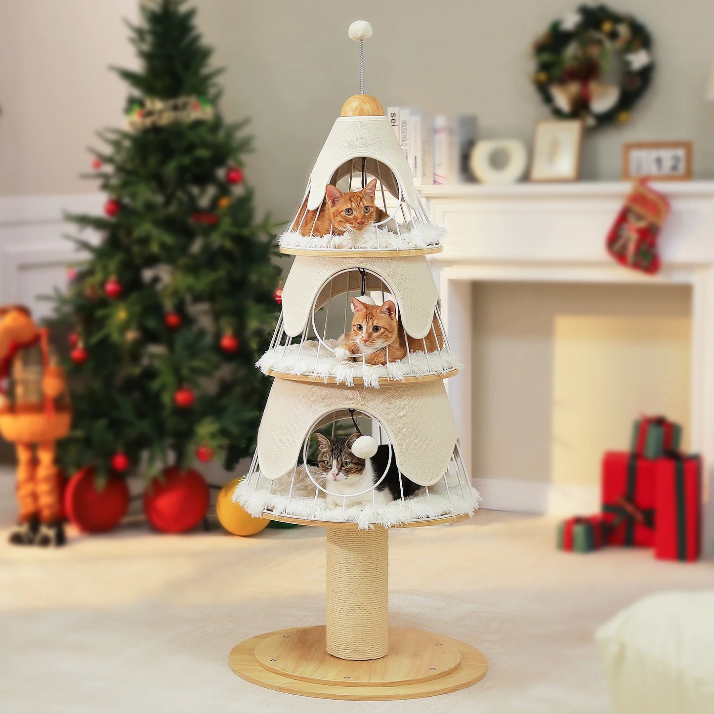 Christmas Cat Tree Modern Cat Tower With Thick Scratch Post