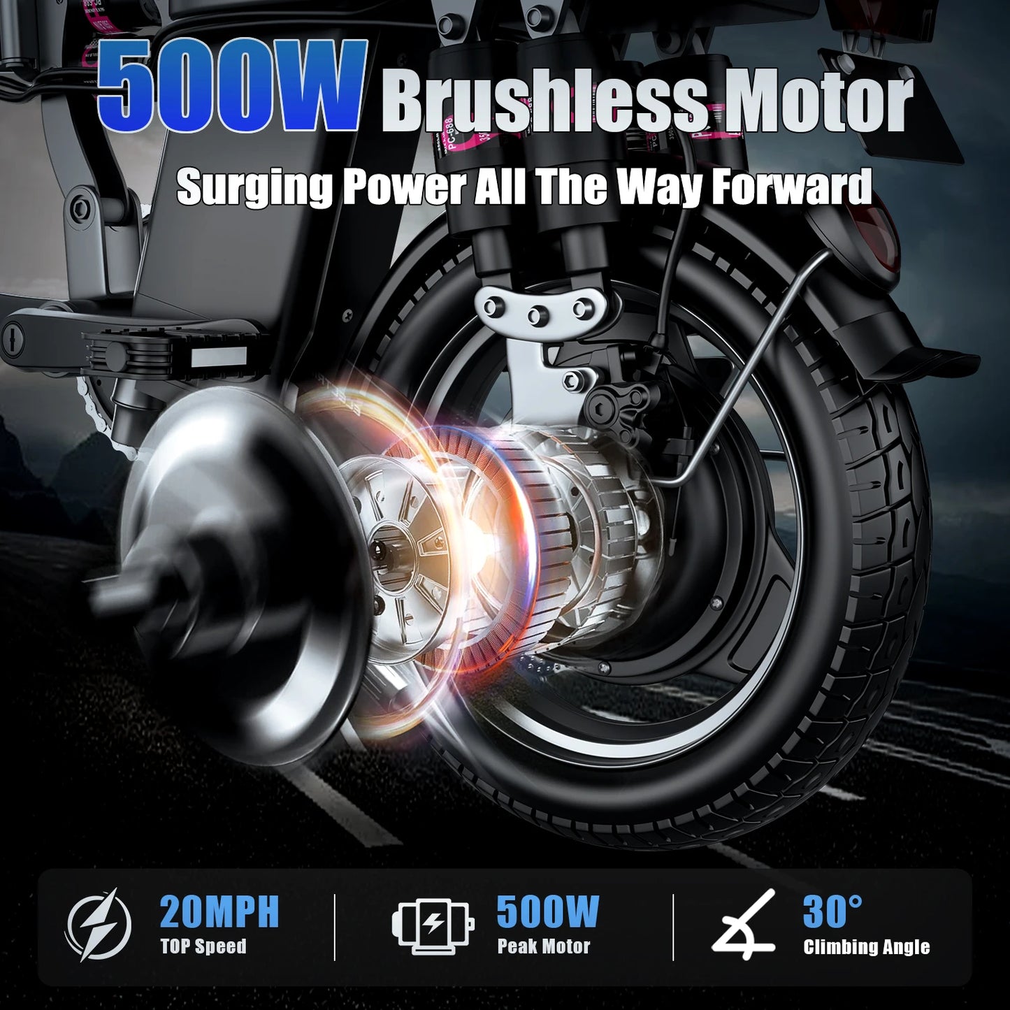 Electric Bike For Adults 48V 15Ah Removable Battery 20MPH