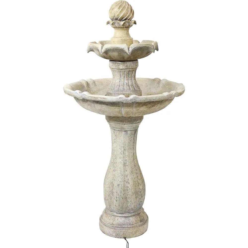 45 Inch 2 Tier Solar Water Fountain With LED Light Outdoor