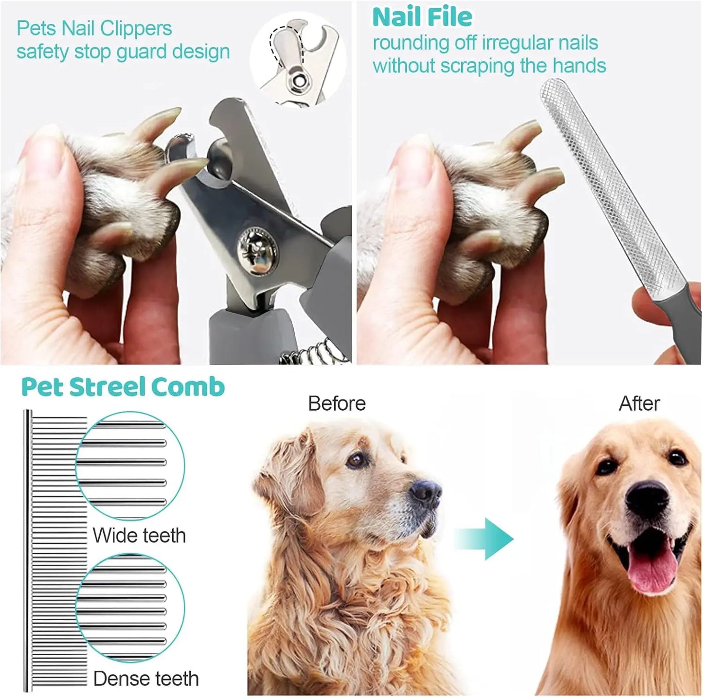 Pet Hammock Grooming Kit with Nail Clippers File Comb XXL