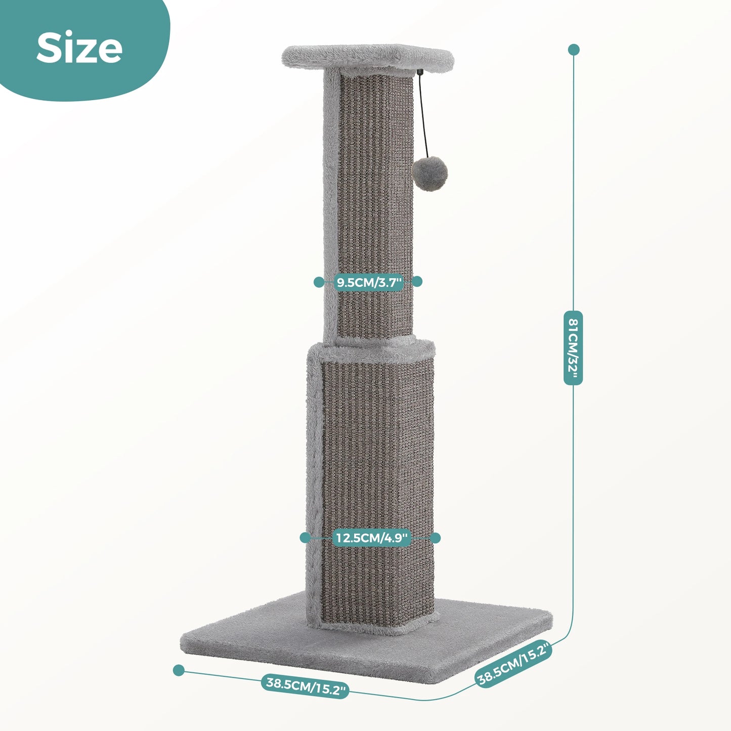 Large Cat Scratching Post For Indoor Cats With Dangling Ball