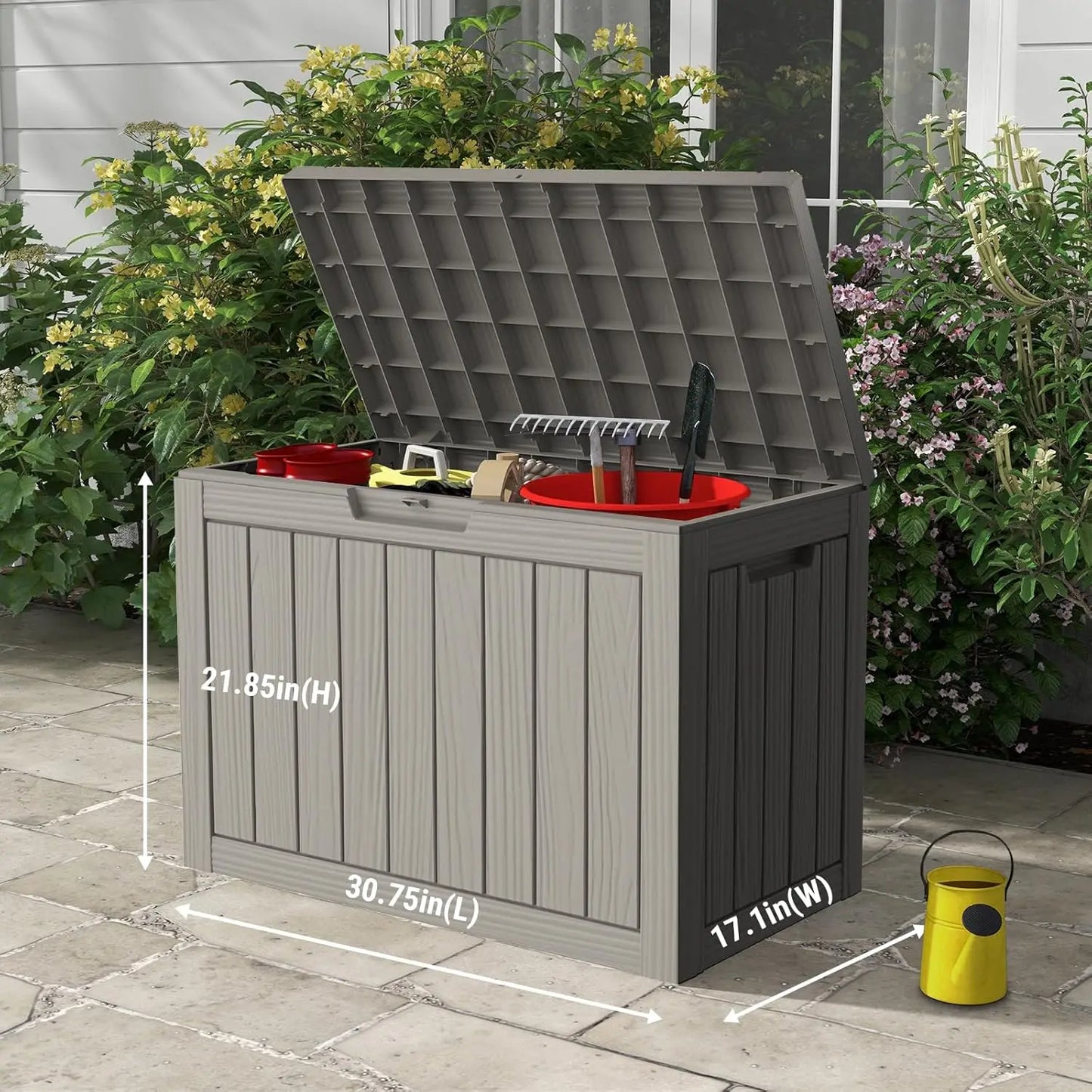 45 Gallon Outdoor Storage Box Resin Deck Box Waterproof Storage Chest for Outside Patio Furniture Cushions Pool Supplies Garden