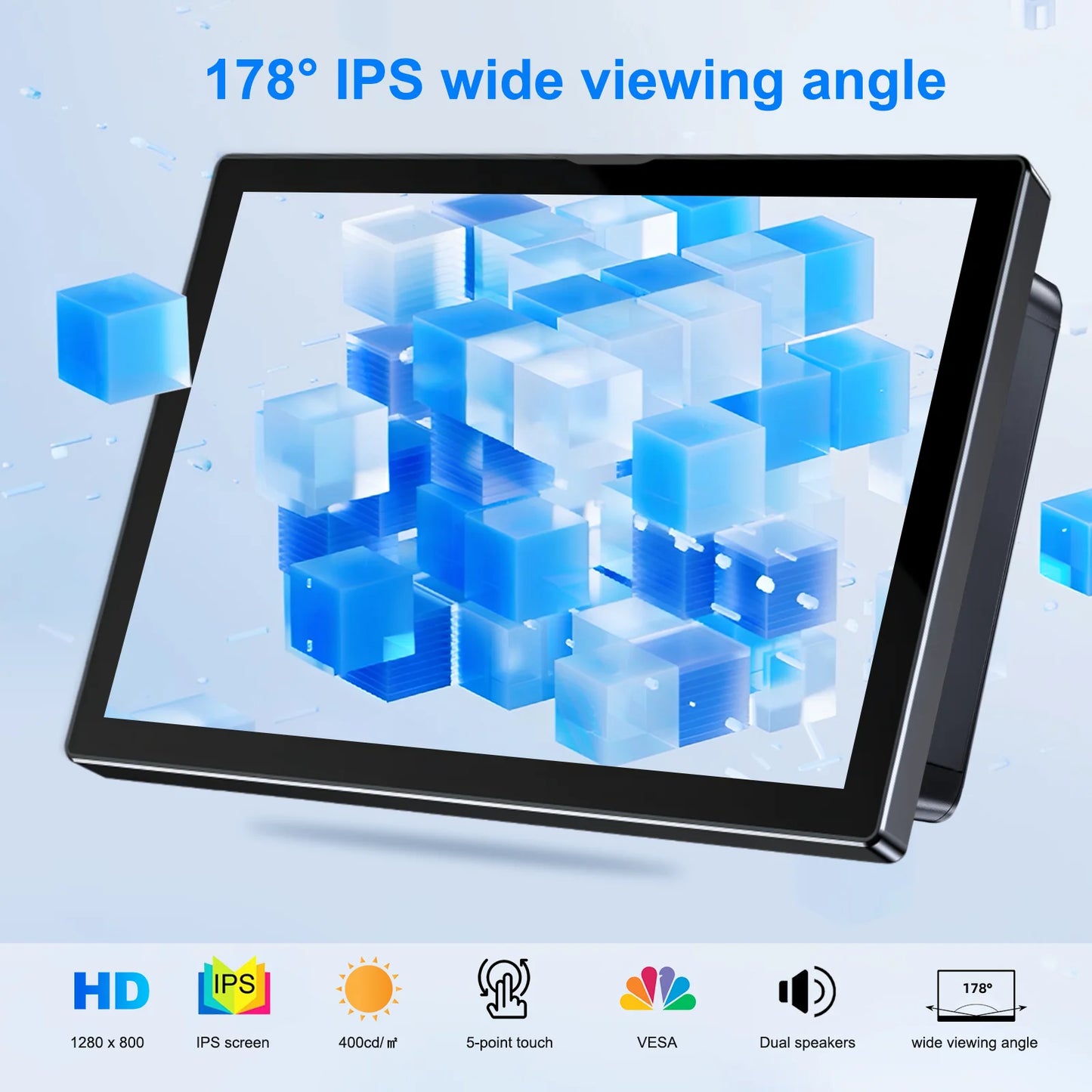8 inch Raspberry Pi 5 4 Monitor LCD Dispaly 1280x800 16:10 Touch Screen HDMI USB for DIY Pi 4 3 Built in Fans Speaker