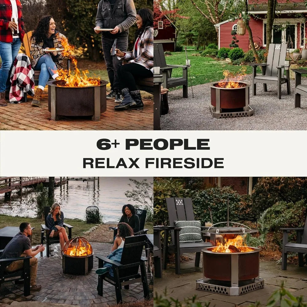 Smokeless FIrePit (X Series 24, Corten Steel) | 27.5 inch Smokeless Fire Pit for Outside | 62 Pounds | Ideal for Families Compa