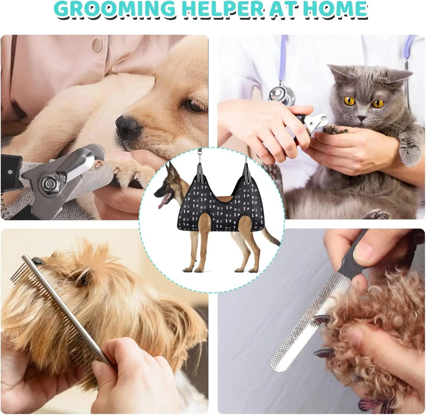 Pet Hammock Grooming Kit with Nail Clippers File Comb XXL