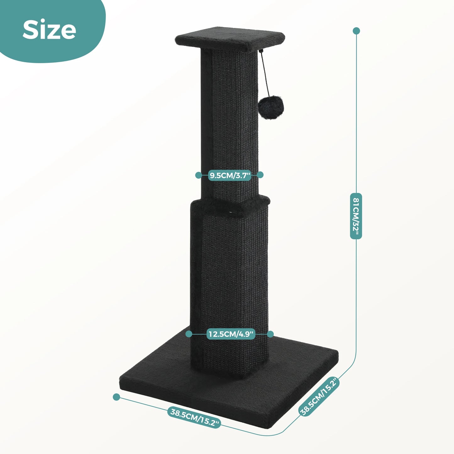 Large Cat Scratching Post For Indoor Cats With Dangling Ball