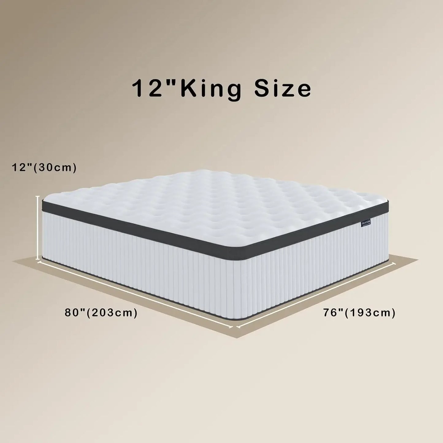 King Size Mattress 12 Inch Innerspring Hybrid Mattress in a Box with Gel Memory Foam Individually Wrapped Encased Coil Pocket Sp