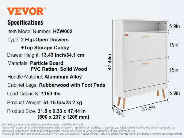 SucceBuy Shoe Cabinet w/ 2/3 Flip Drawers Shoe Storage Cabinet for Entryway Free Standing Shoe Storage Organizer for Heels Boots