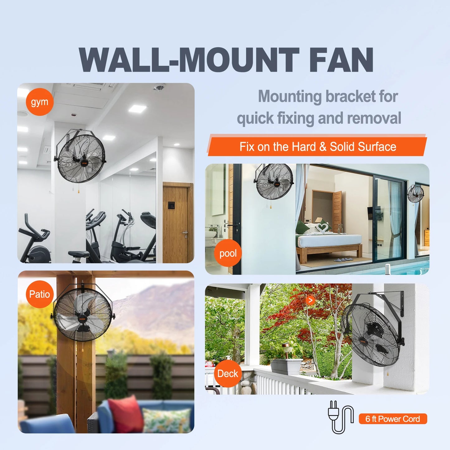 SucceBuy Wall Mount Fan High Velocity Waterproof Oscillate