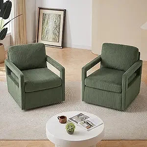 Swivel Accent Chair Sets of 2, 360° Rotation Swivel Barrel Chair for Living Room Comfy Upholstered Armchair for Bedroom, Corner,