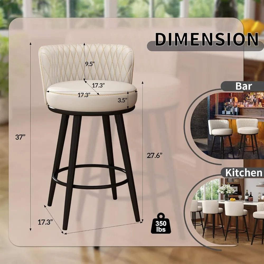 Bar Stools Set Of 4 27 Inch Leather Counter Height Farmhouse