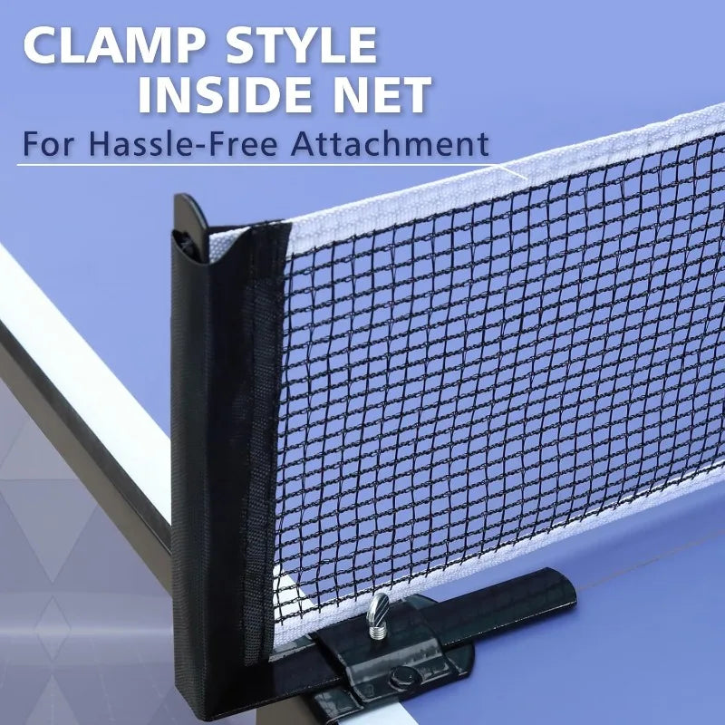 Folding Rolling Table Tennis Table Regulation Ping Pong Table with 2 Paddles 2 Balls 1 Net and Post Set Fold-Up Design