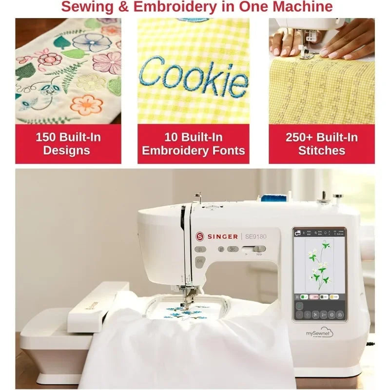 HOME.SE9180 Sewing & Embroidery Machine with Accessory Kit | 250 Built-in Stitches, 150 Embroidery Designs & 10 Fonts