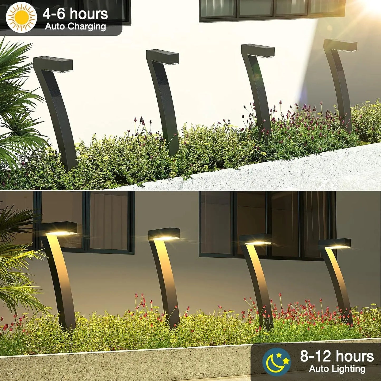 Six Pack Bright Solar Outdoor Pathway Lights Auto On Off