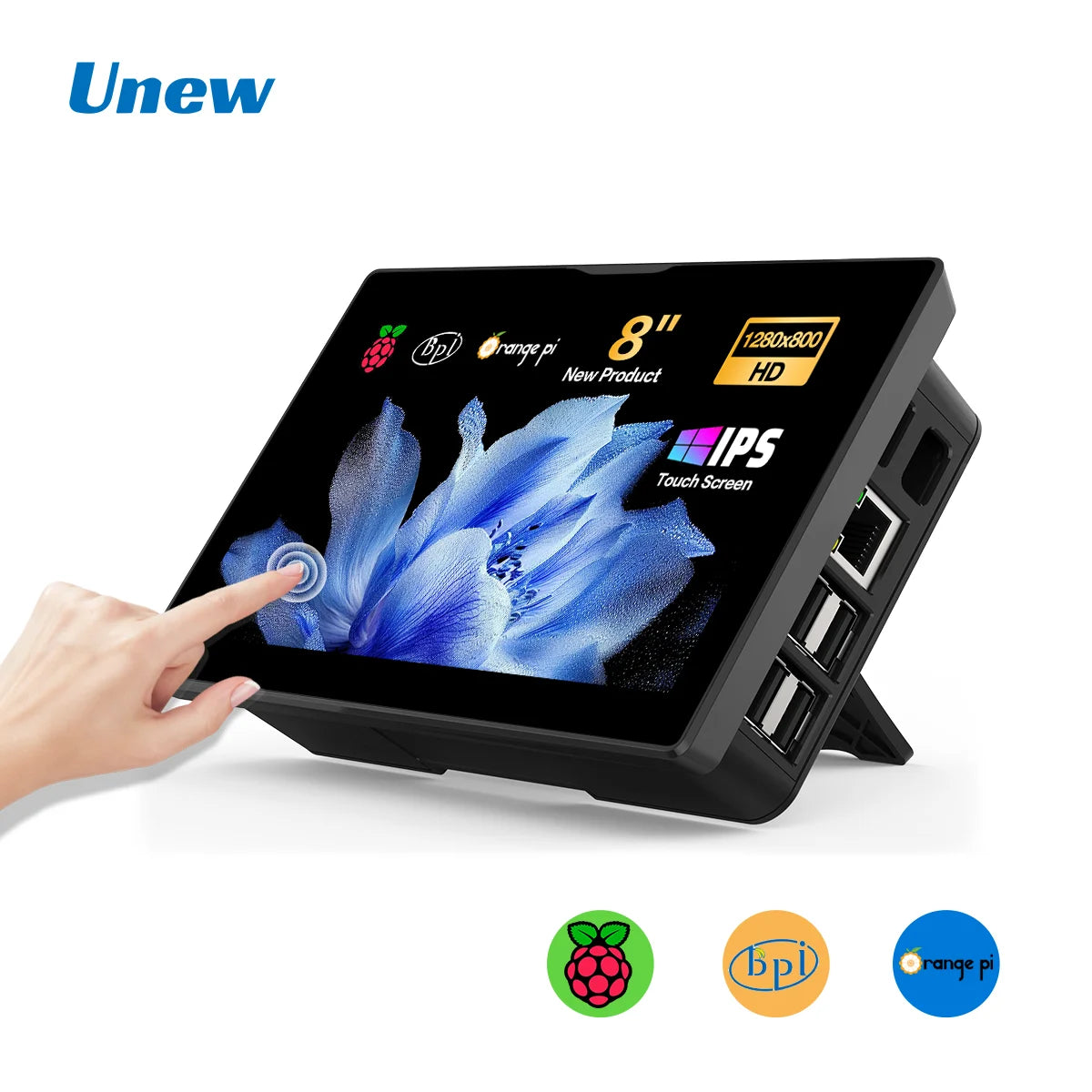 8 inch Raspberry Pi 5 4 Monitor LCD Dispaly 1280x800 16:10 Touch Screen HDMI USB for DIY Pi 4 3 Built in Fans Speaker
